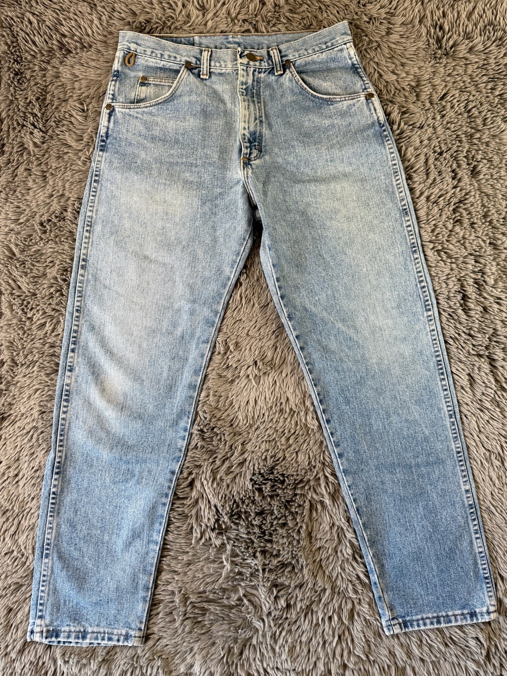 Wrangler Rugged Wear Jeans Mens 32x30 Vintage Light Wash Straight Leg Denim USA
